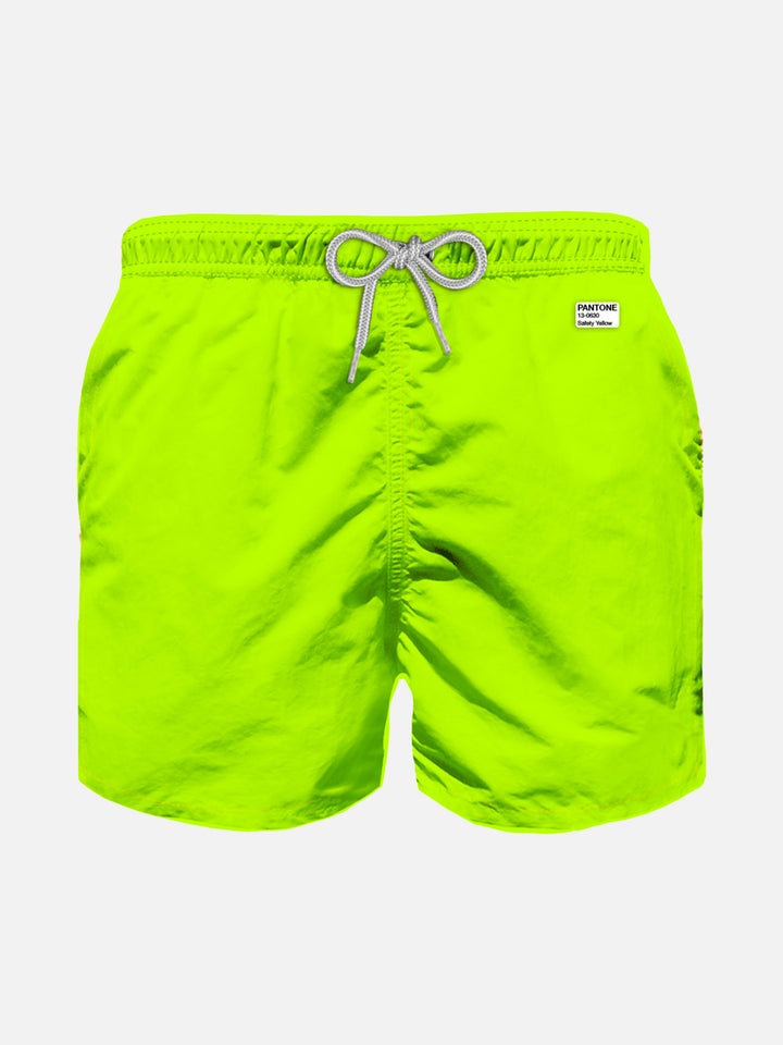 Boy fluo yellow lightweight fabric swim shorts | PANTONE® SPECIAL EDITION - MC2 Saint Barth