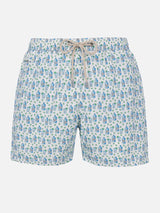 Man lightweight fabric swim-shorts Lighting Micro Fantasy with gin tonic print