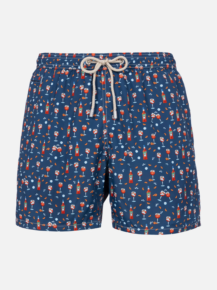 Lightweight fabric swim shorts Lighting with Aperol spritz print | APEROL SPECIAL EDITION - MC2 Saint Barth
