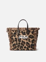 Colette wooly handbag with animalier print and logo embroidery