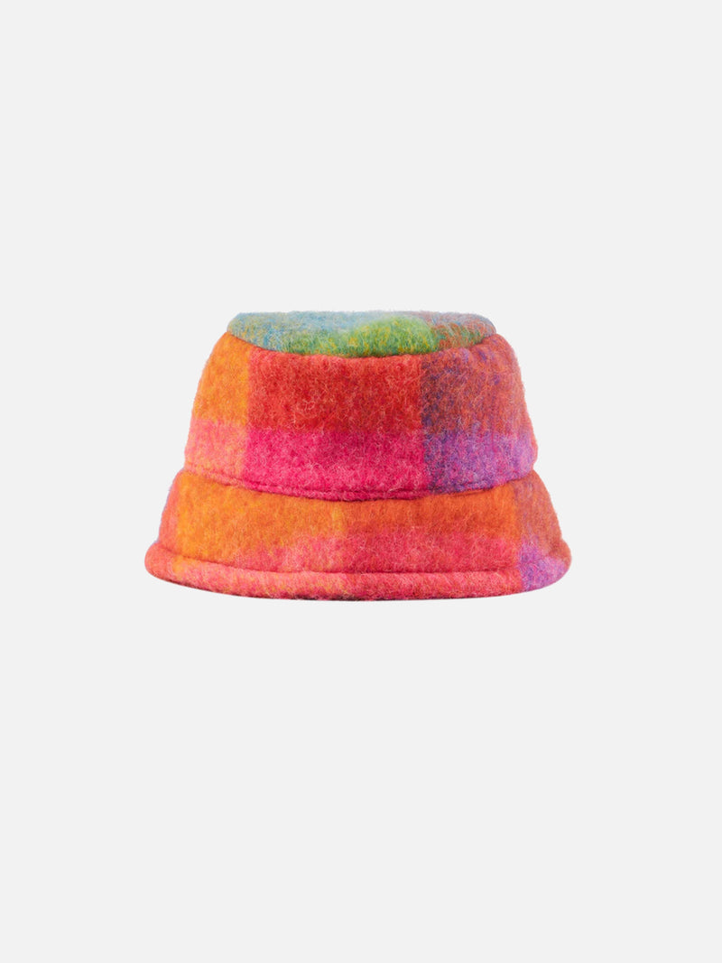 Woman bucket hat with check print