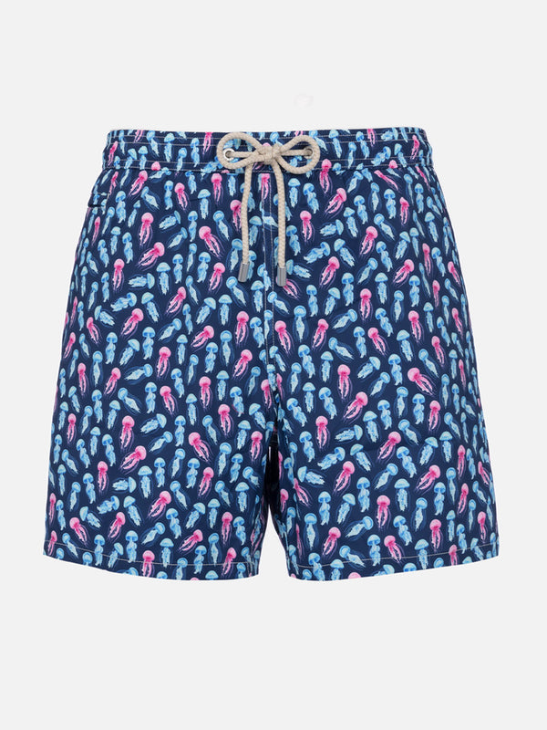 Man Comfort Light swim shorts with jellyfishes print