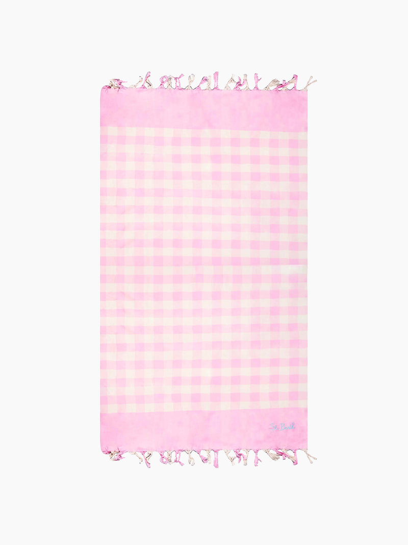 Asciugamano grande in tessuto vichy rosa