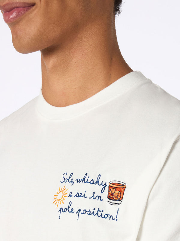 Schweres Baumwoll-T-Shirt Arnott für Herren mit „Sole, Whisky e Sei in Pole Position“-Stickerei | VACANZE DI NATALE, SONDEREDITION