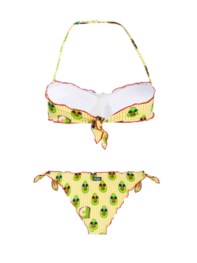 Bikini da donna a fascia con stampa avocado