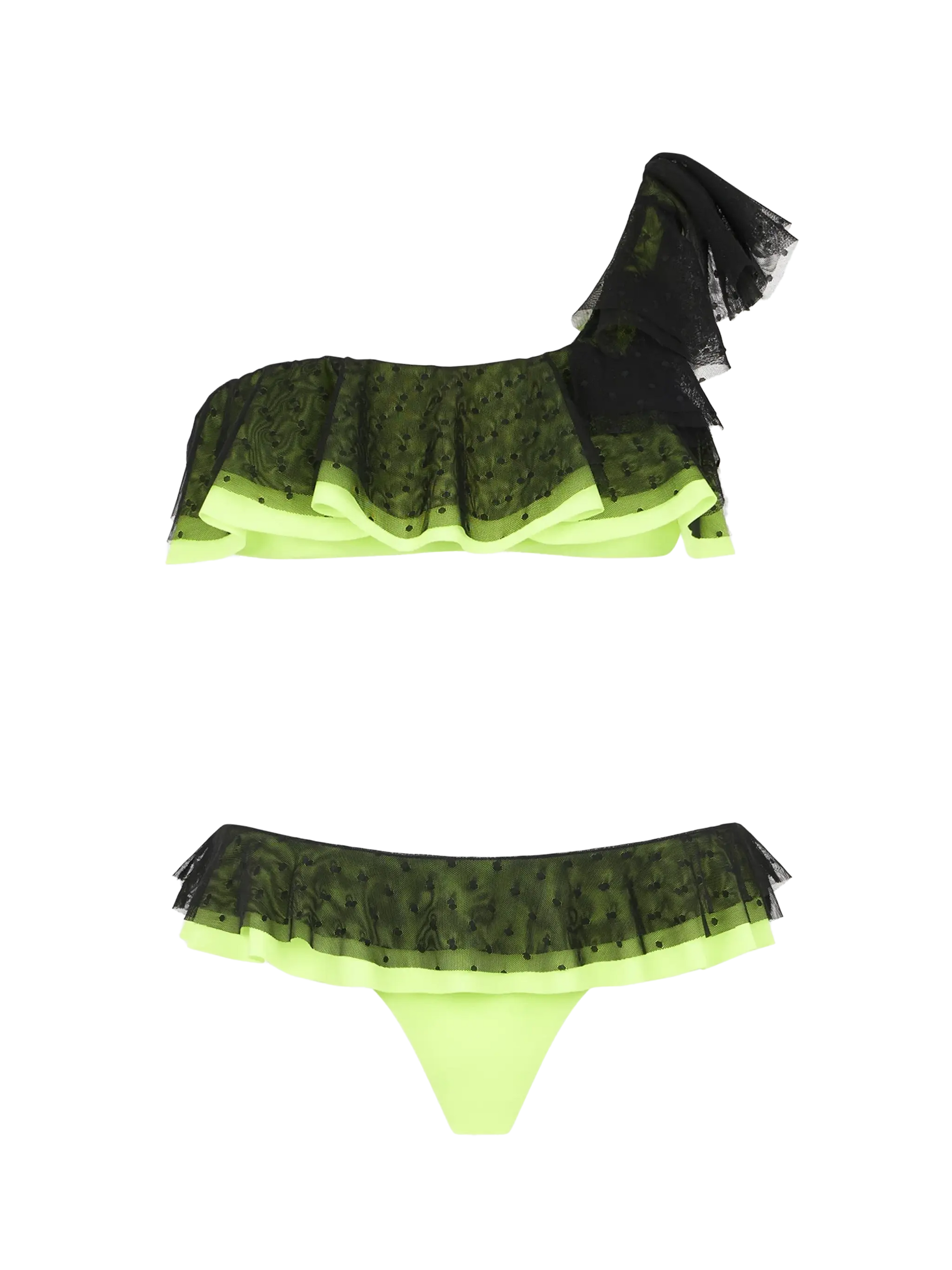 One Shoulder bikini with black tulle - MC2 Saint Barth