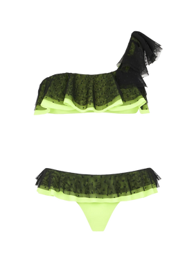 One Shoulder bikini with black tulle - MC2 Saint Barth