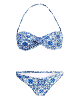 Bandeau-Bikini mit optischem Aufdruck