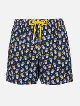 Man lightweight fabric swim-shorts Lighting Micro Fantasy with Scrooge print|ESTATHE' FERRERO SPECIAL EDITION