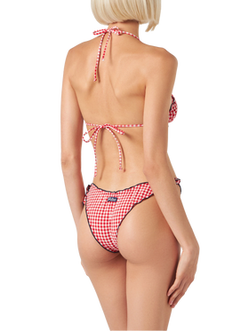 Bikini da donna a triangolo con stampa vichy