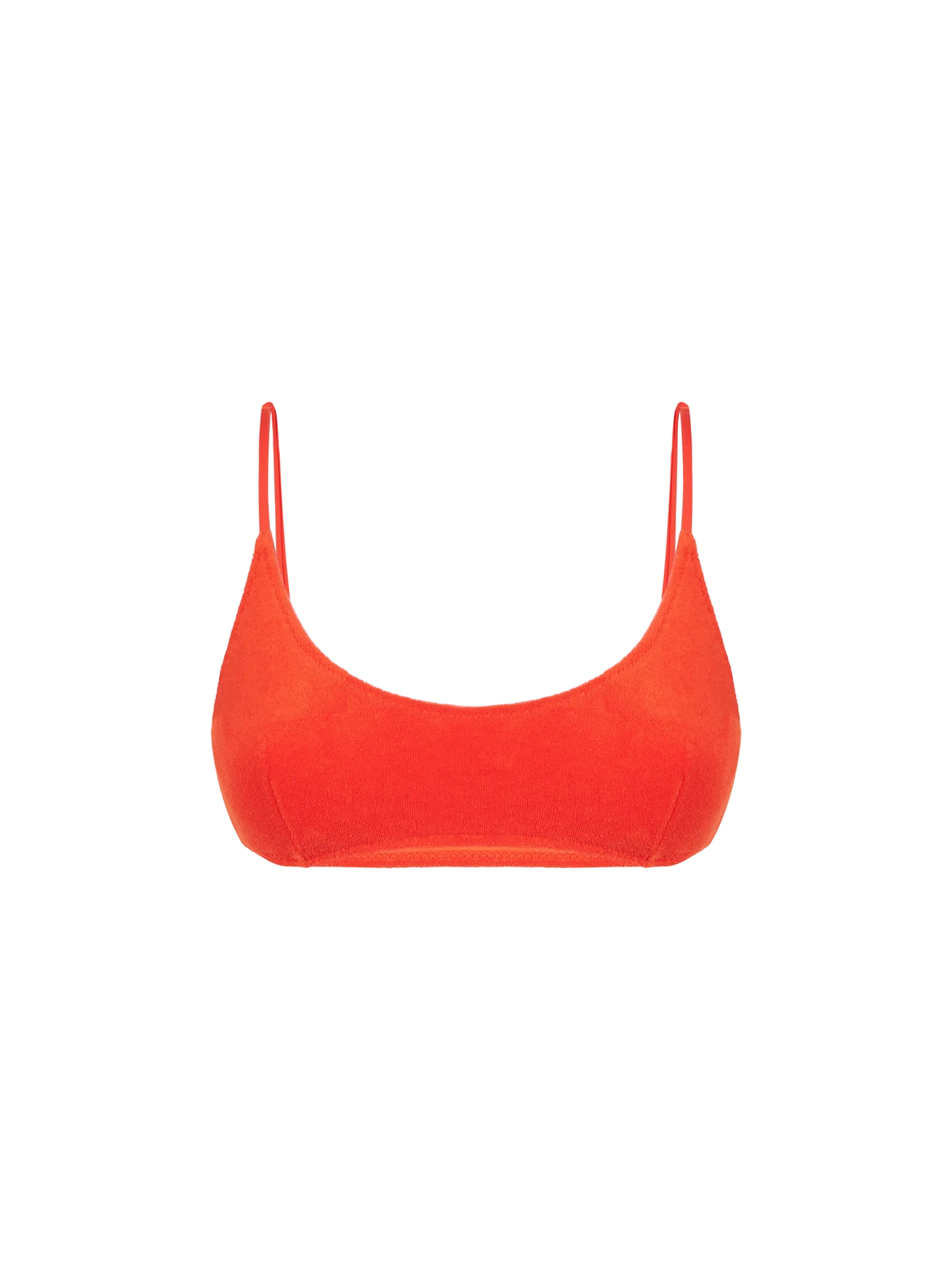 Orangefarbener Bralette-Badeanzug für Damen aus Frottee