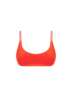 Orangefarbener Bralette-Badeanzug für Damen aus Frottee