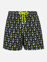 Man lightweight fabric swim-shorts Lighting Micro Fantasy with watches print