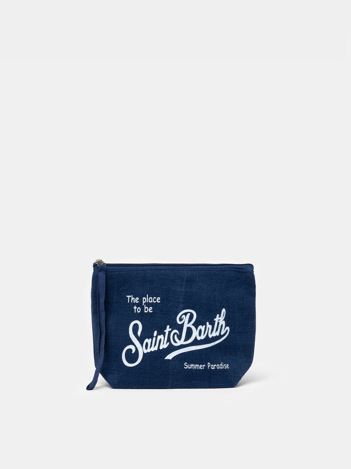Blue linen pochette Aline