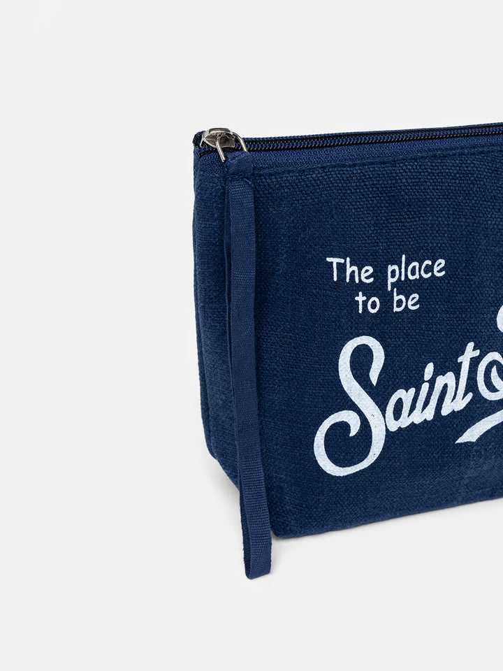 Blue linen pochette Aline