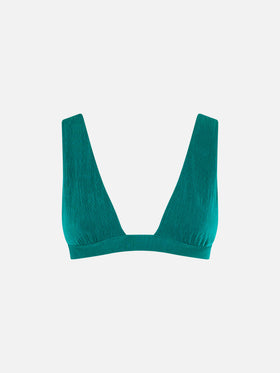 Top a triangolo fisso - Plissè verde smeraldo