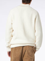 Man knitted bomber with felt pockets