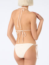 Damen-Triangel-Bikini in Beige mit Strasssteinen