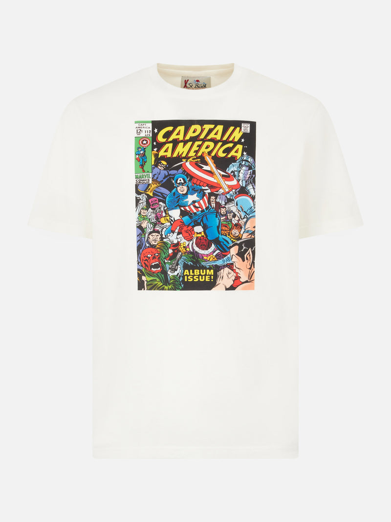 T-shirt da uomo in cotone pesante con stampa Capitan America | EDIZIONE SPECIALE MARVEL