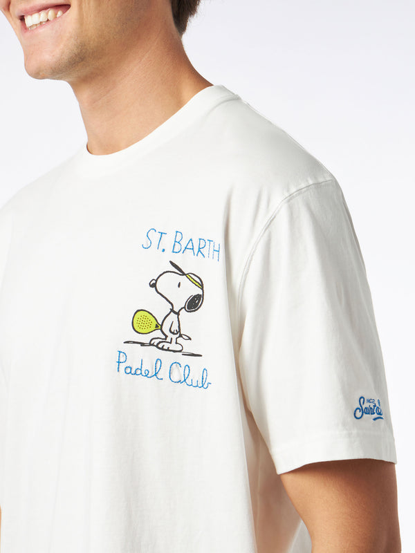 Herren-T-Shirt aus schwerer Baumwolle mit Snoopy Padel-Stickerei |SNOOPY PEANUTS™ SPECIAL EDITION