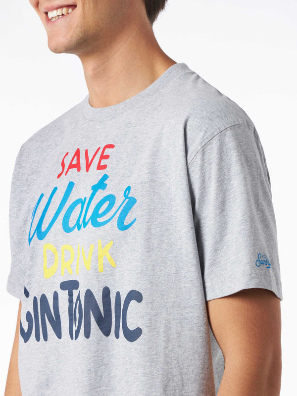T-shirt da uomo in cotone pesante con stampa Gin Tonic