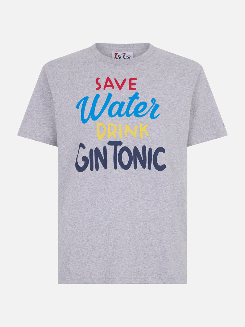 T-shirt da uomo in cotone pesante con stampa Gin Tonic