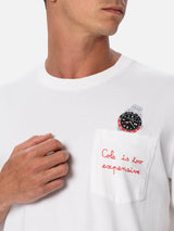 T-shirt da uomo Austin in cotone biologico con stampa orologio e ricamo