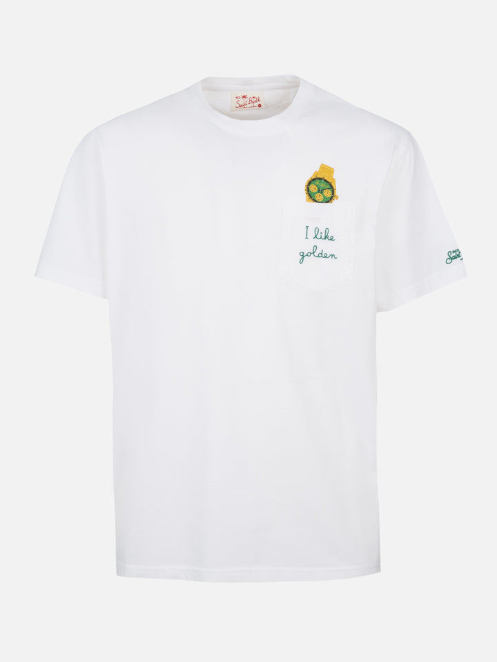 Man cotton t-shirt Austin with watch print and embroidery - MC2 Saint Barth