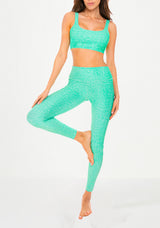 Animalier green pastel printed yoga top and leggings