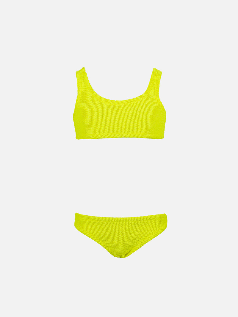 Bikini classico crinkle da bambina giallo fluo Baker