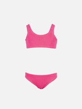 Girl fluo pink classic crinkle bikini Baker