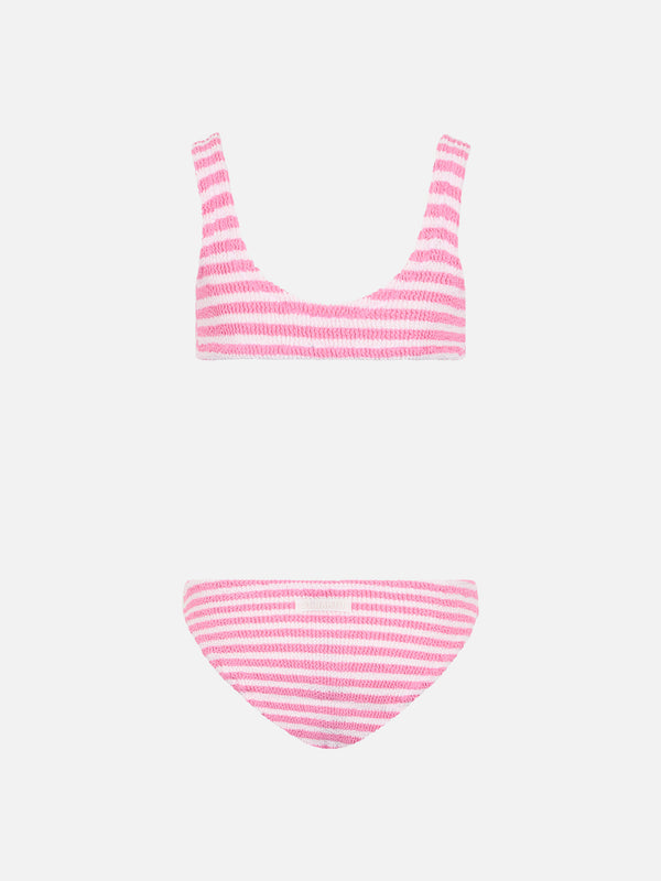 Pink striped crinkle classic bralette bikini Baker