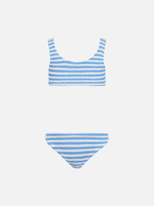 Light blue striped crinkle classic bralette bikini Baker