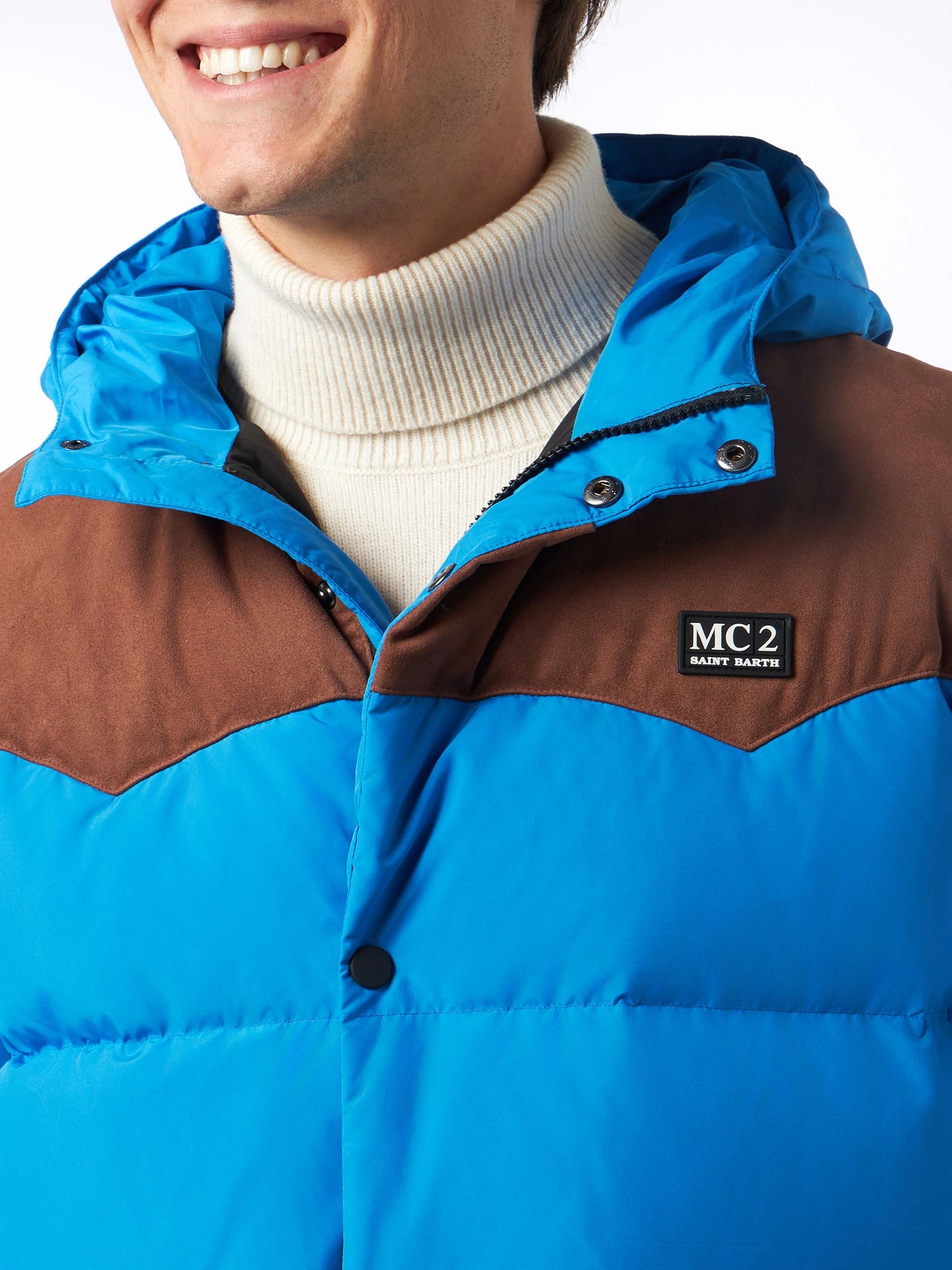 Blaue Daunenjacke mit Kapuze für Herren Baxter