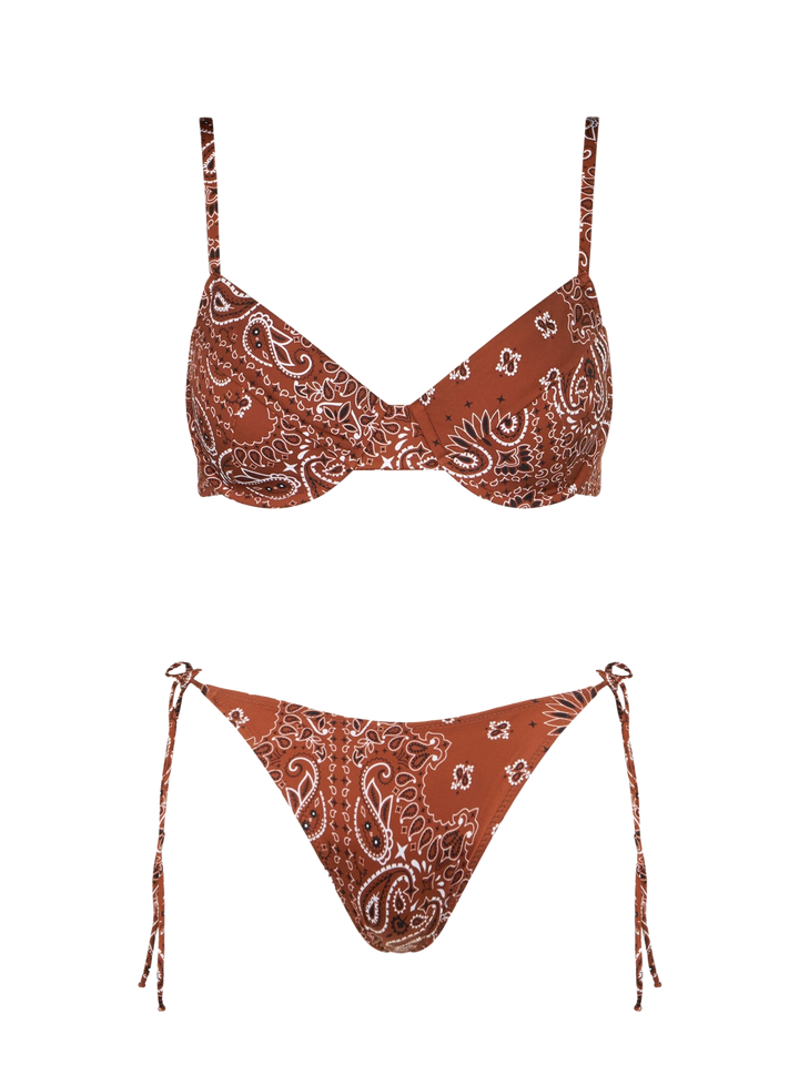 Damen-Bralette-Bikini mit Bandana-Print