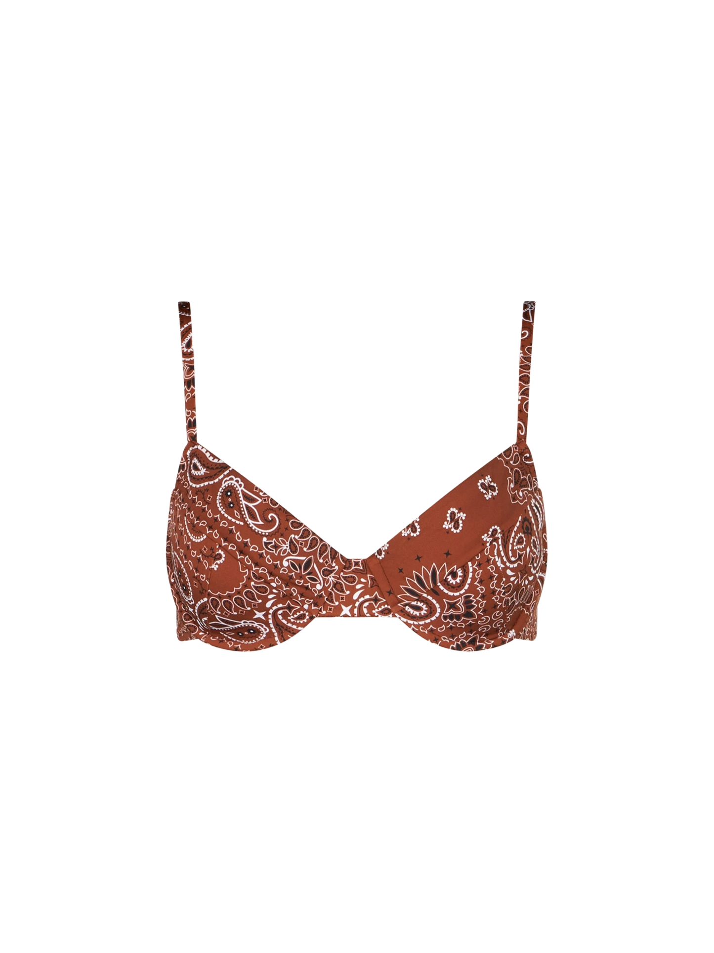 Braunes Bügel-Bralette mit Bandana-Print