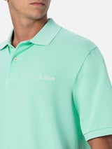 Polo da uomo in piquet di cotone verde acqua Beverly Hills