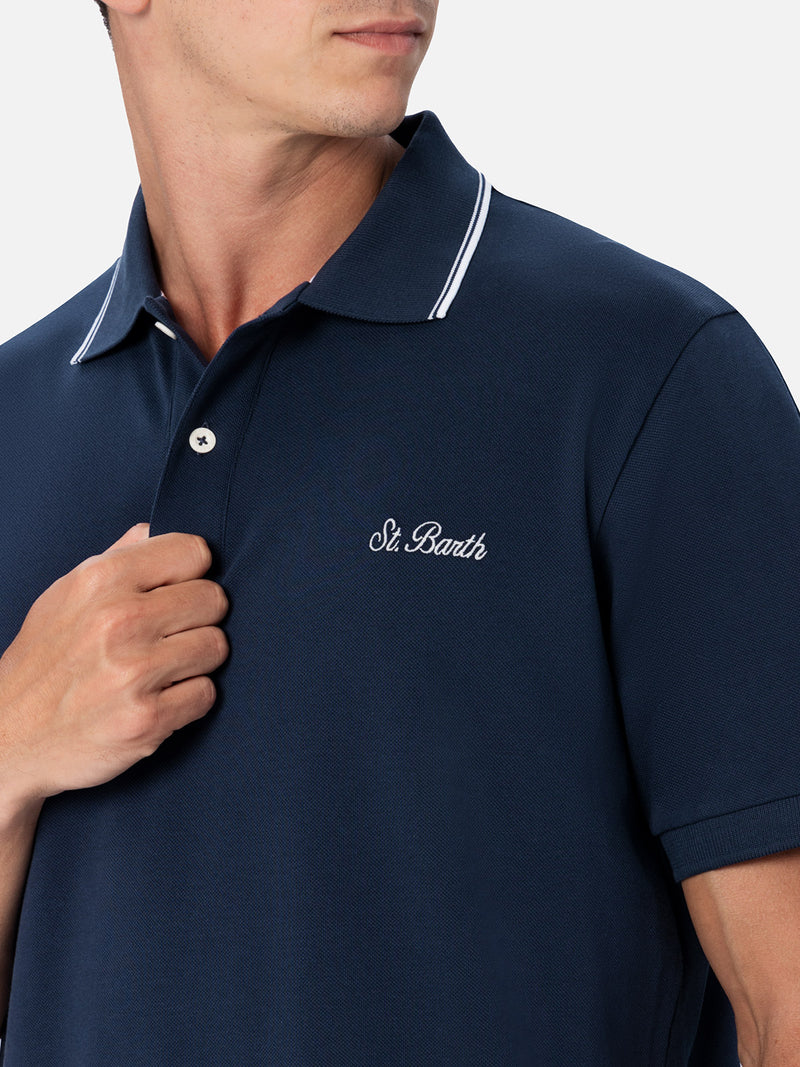 Man blue cotton piquet polo shirt Beverly Hills