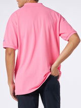 Herren-Poloshirt aus Piqué in Rosa mit St. Barth-Logo und Vintage-Effekt