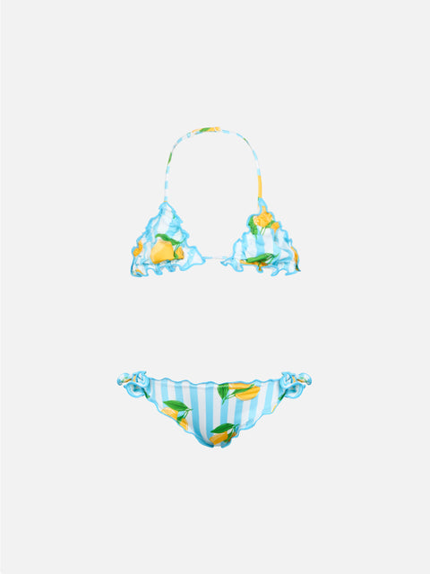 Girl classic triangle bikini Cris with lemon print - MC2 Saint Barth