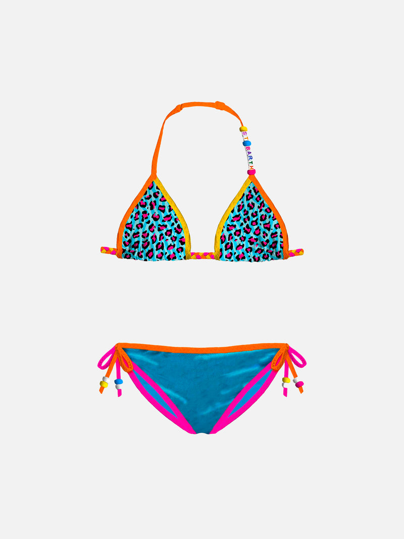 Girl triangle bikini with leopard print