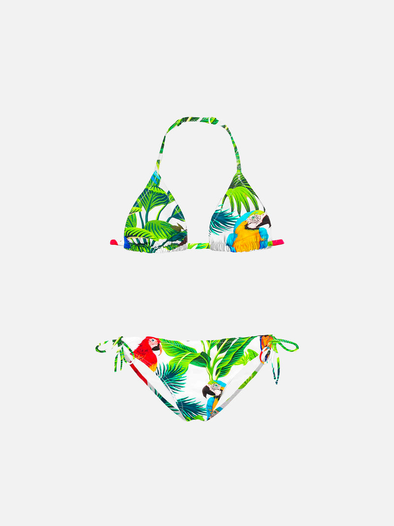 Mädchen-Bikini-Papageien-Druck