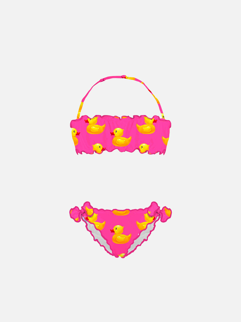 Girl bandeau bikini with ducky print