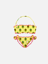 Bikini da bambina a fascia con stampa avocado