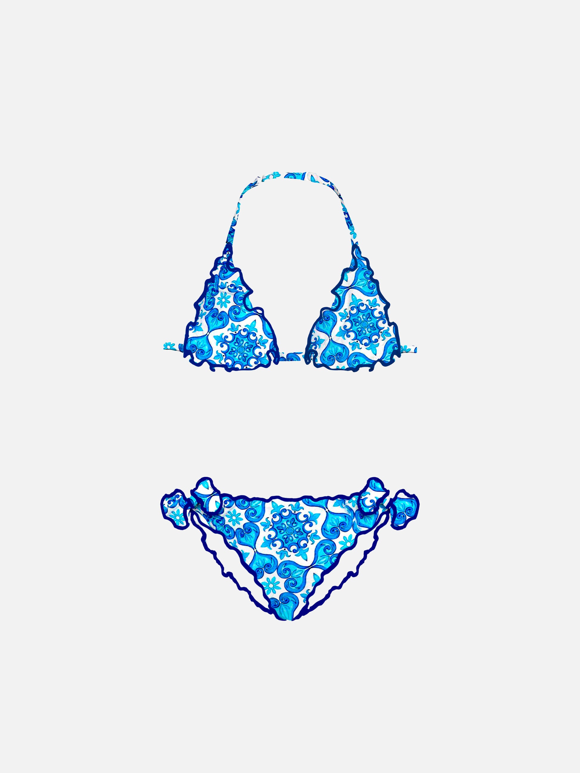 Girl triangle bikini with majolica print - MC2 Saint Barth