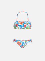 Girl bandeau bikini with maiolica print