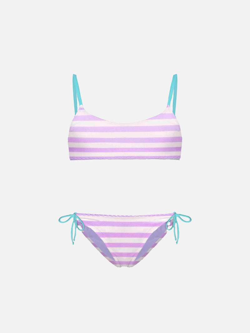 Embroided writing  girl's bralette stripes  bikini