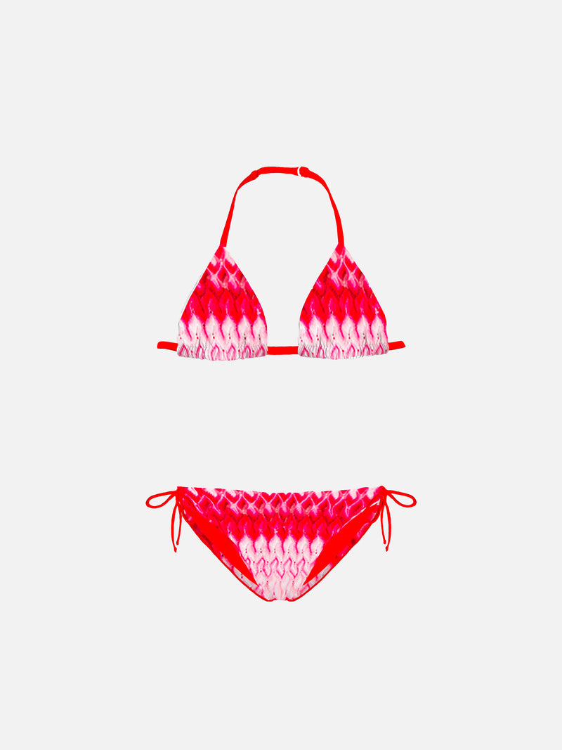 Bikini da bambina in maglia Chevron