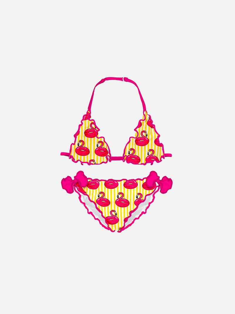 Mädchen-Triangel-Bikini mit Flamingo-Print