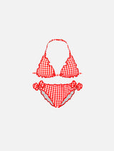 Mädchen-Triangel-Bikini mit Gingham-Print